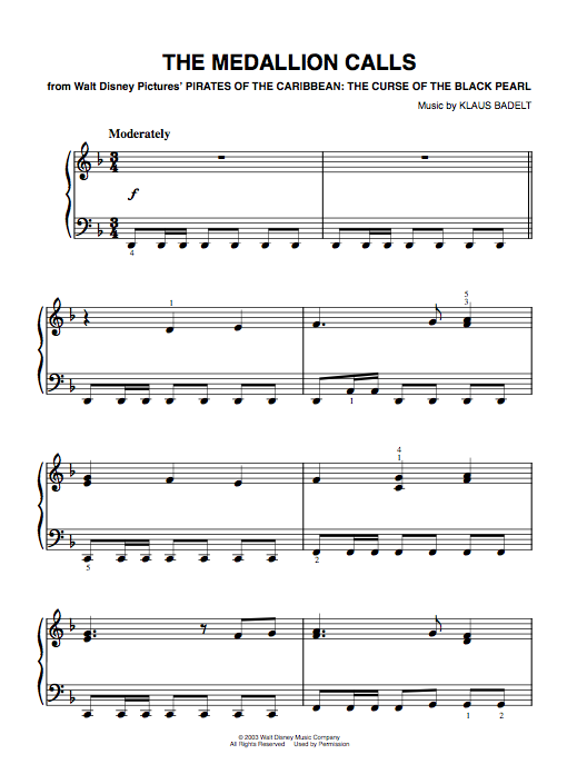 The Medallion Calls | Easy Piano Sheet Music (PDF ...