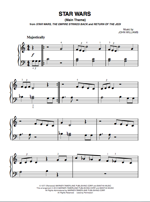 Star Wars Main Theme | Piano Sheet Music (PDF) | Bluebird ...