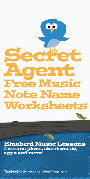 free secret agent music note name worksheets bluebird music lessons